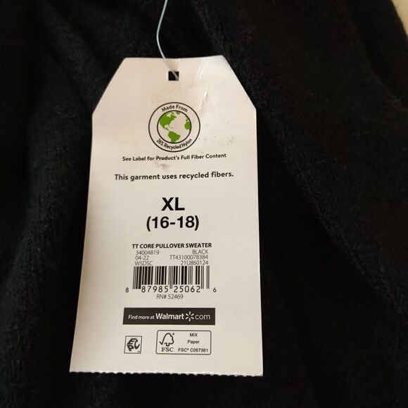 Time and Tru black long sleeve crew neck pullover sweater - Picture 10 of 11